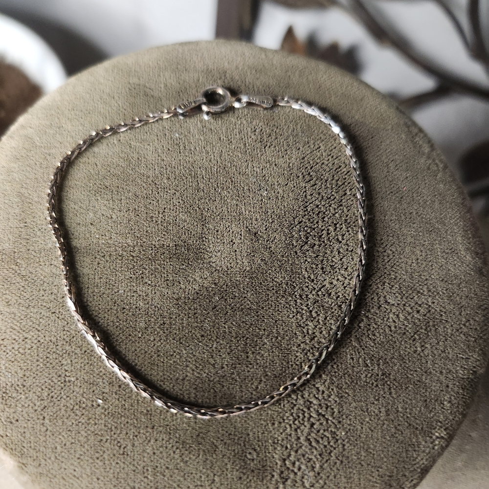 Vintage 925 Sterling Silver 7' Chain Bracelet Marked Italy